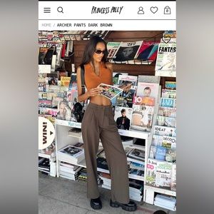 Princess Polly Dark Brown Archer Pants